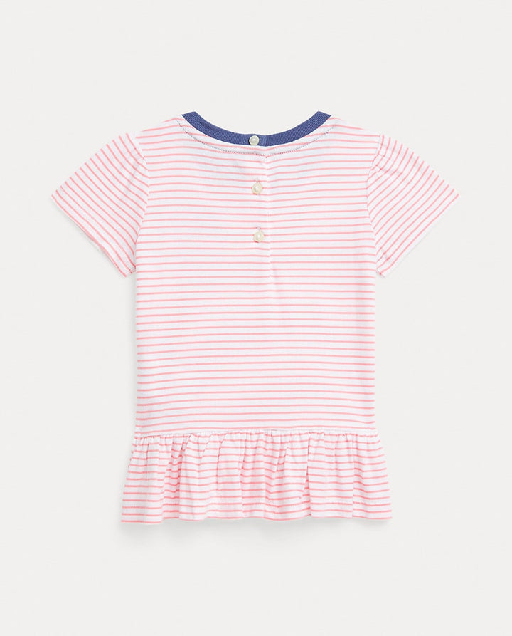 RALPH LAUREN BEBE NIÑA TSHIRT YD JERSEY RUGBY PINK/WHITE STRIPE
