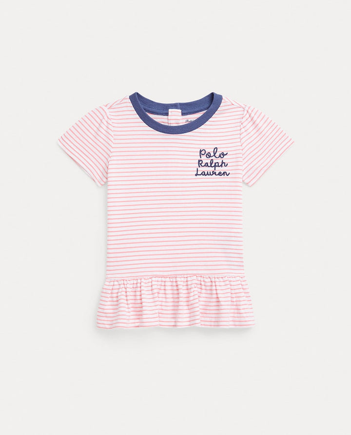RALPH LAUREN BEBE NIÑA TSHIRT YD JERSEY RUGBY PINK/WHITE STRIPE