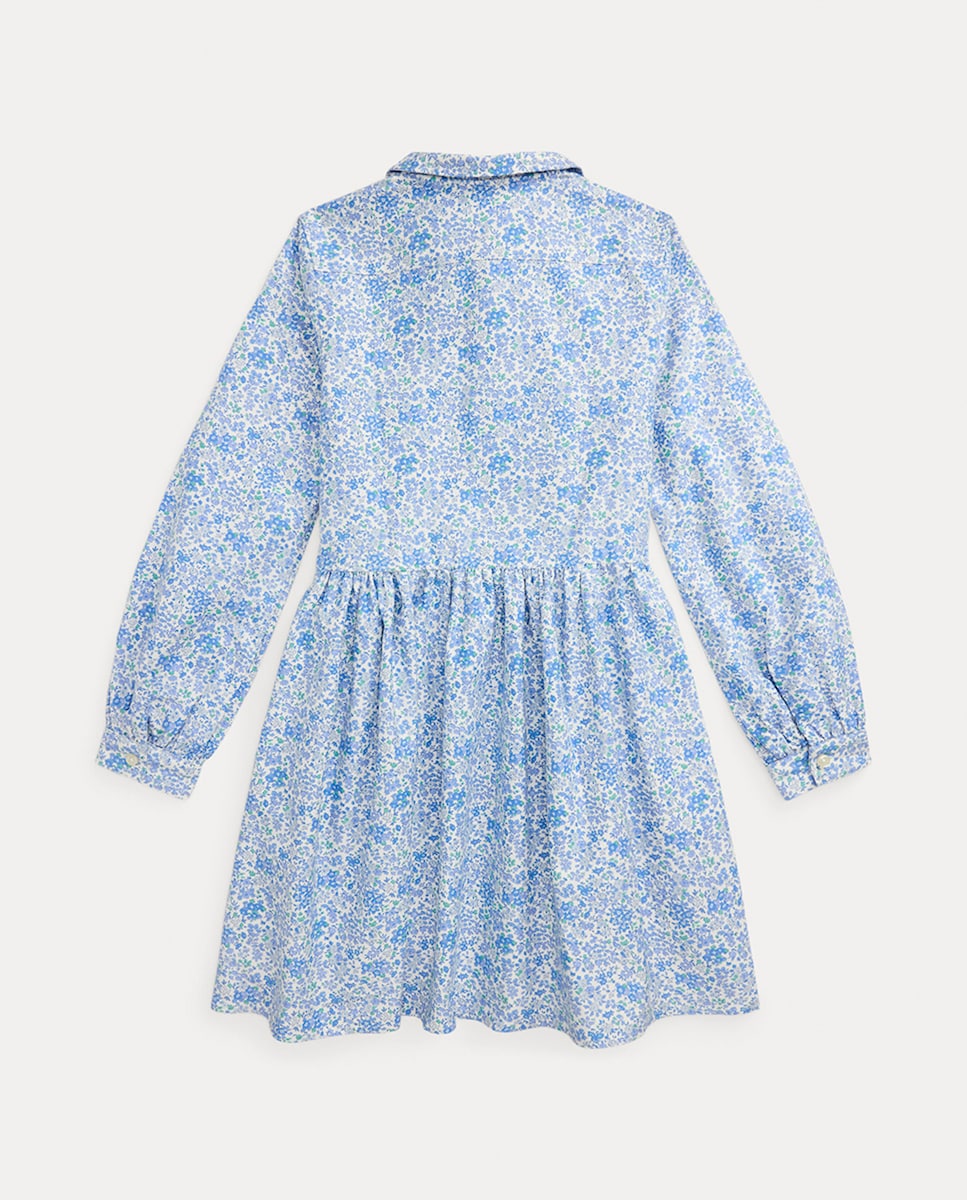 RALPH LAUREN NIÑA VESTIDO CLASSIC OXFORD CAROLAN FLORAL NEVIS BLUE