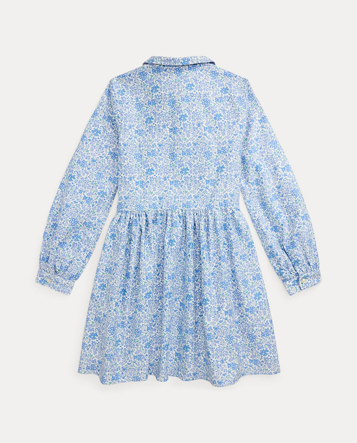 RALPH LAUREN NIÑA VESTIDO CLASSIC OXFORD CAROLAN FLORAL NEVIS BLUE