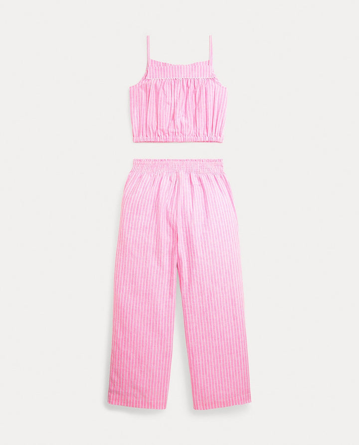RALPH LAUREN NIÑA CONJ DE PANTALÓN PINK/WHITE