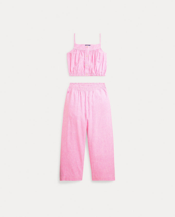 RALPH LAUREN NIÑA CONJ DE PANTALÓN PINK/WHITE