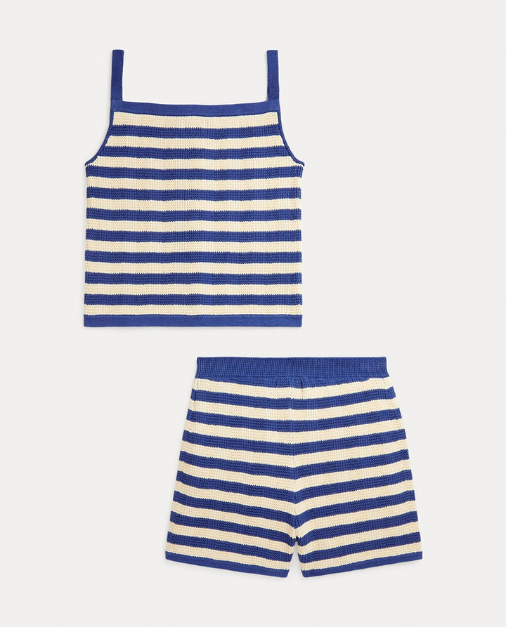 RALPH LAUREN NIÑA CONJ DE SHORT CHARTER BLUE W/ CREAM STRIPE