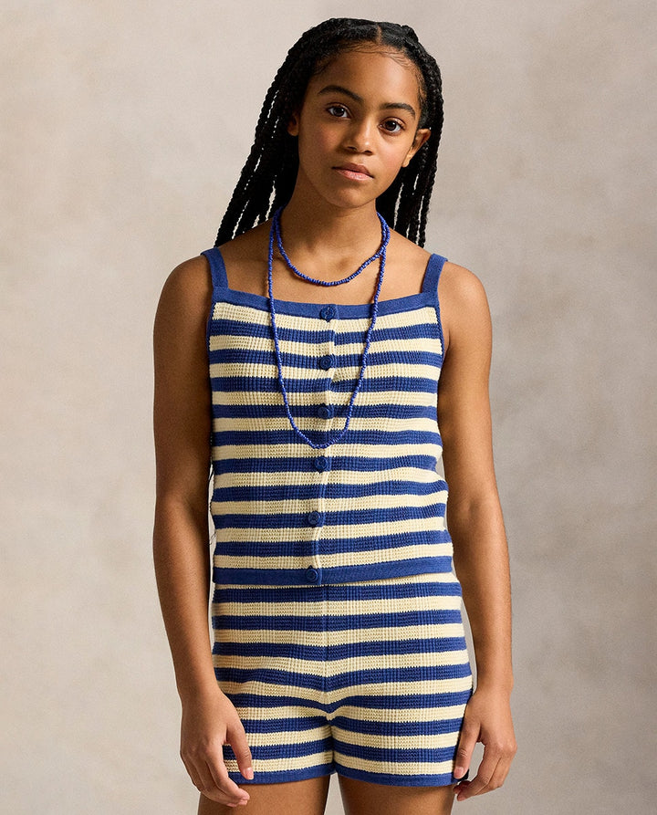 RALPH LAUREN NIÑA CONJ DE SHORT CHARTER BLUE W/ CREAM STRIPE