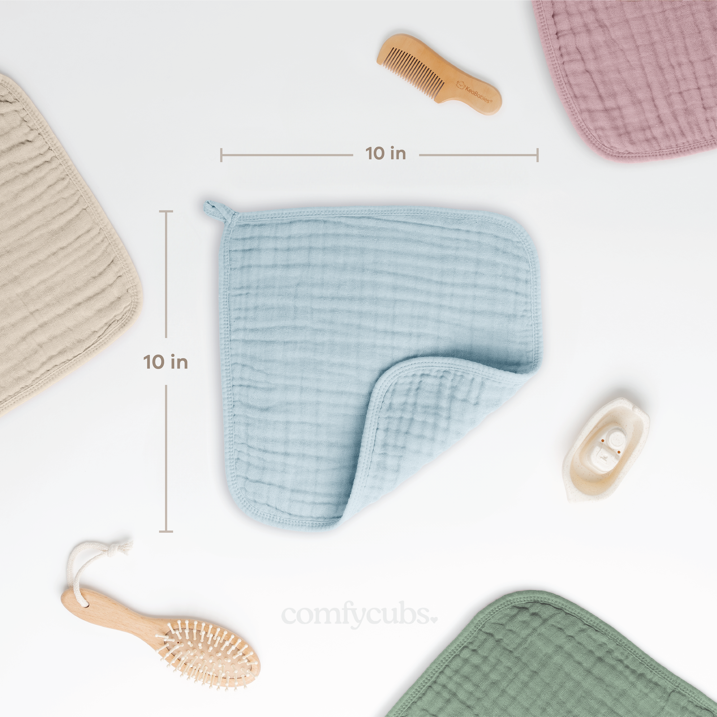 COMFY CUBS BEBE NIÑO TOALLITAS MUSLIN SKY BLUE 10PK