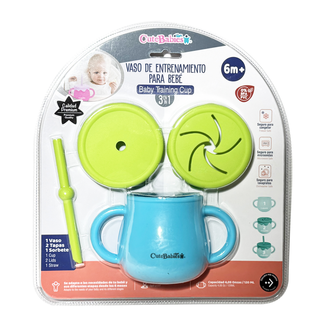 CUTEBABIES VASO DE ENTRENAMIENTO 3 EN 1 TURQUESA
