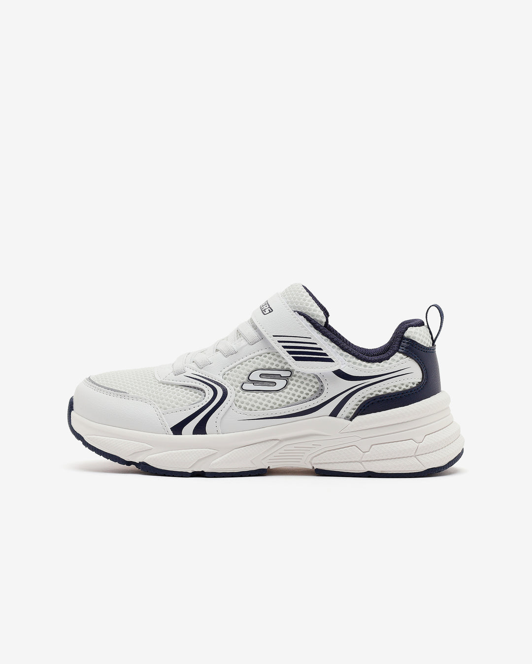 SKECHERS NIÑO ZAPATILLA RETRO GRAPH WHITE/NAVY