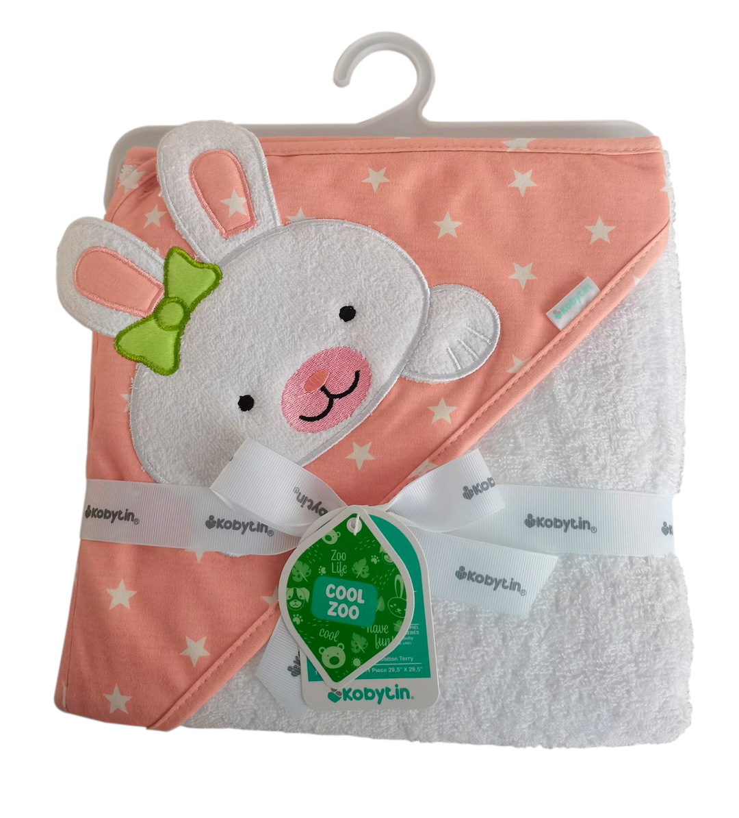 KOBYTIN TOALLA CON CAPUCHA CONEJO ROSADO