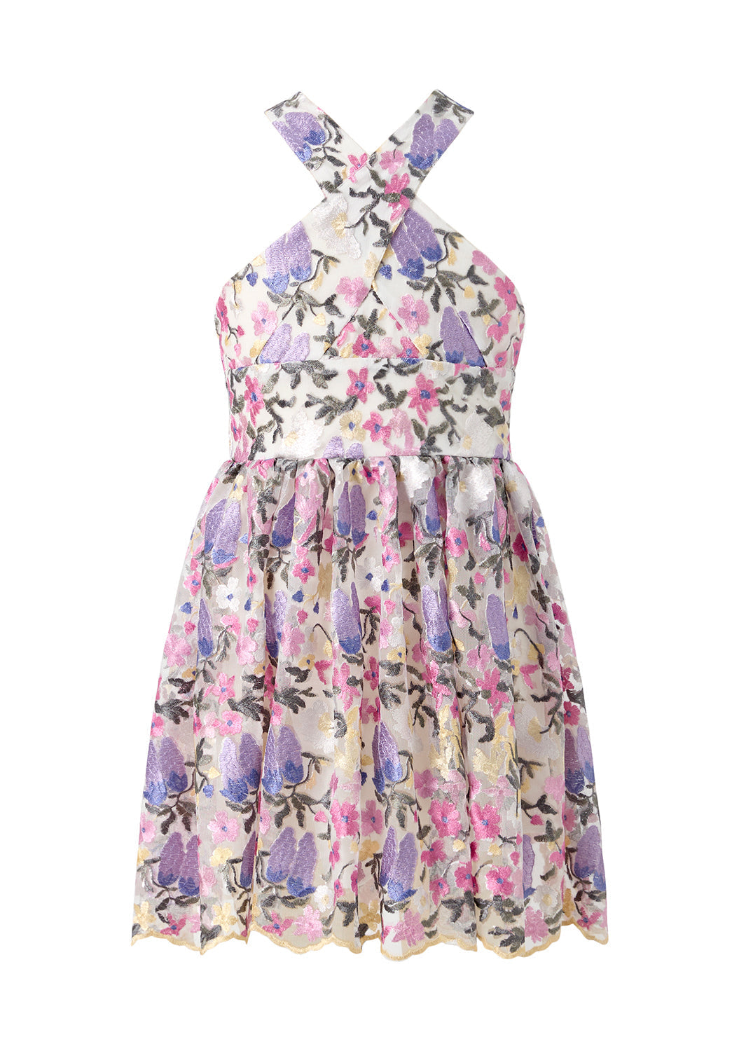 MARLO NIÑA VESTIDO MARIAH EMBROIDERED HALTER NECK FLORAL