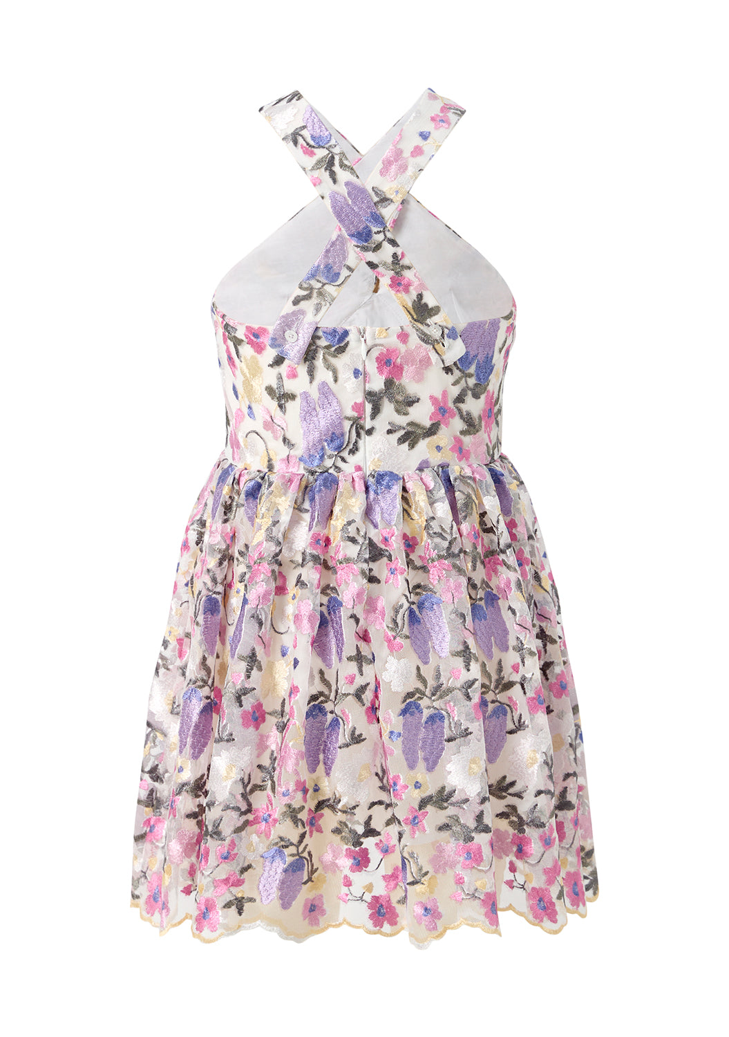 MARLO NIÑA VESTIDO MARIAH EMBROIDERED HALTER NECK FLORAL