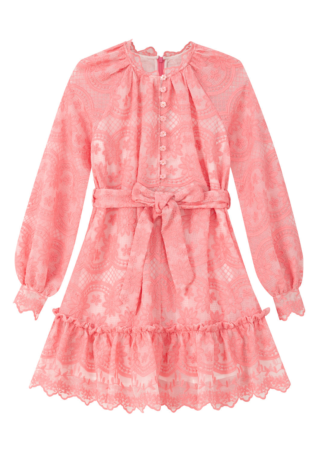 MARLO NIÑA VESTIDO KAIA LACE EMBROIDERED MINI PEACH