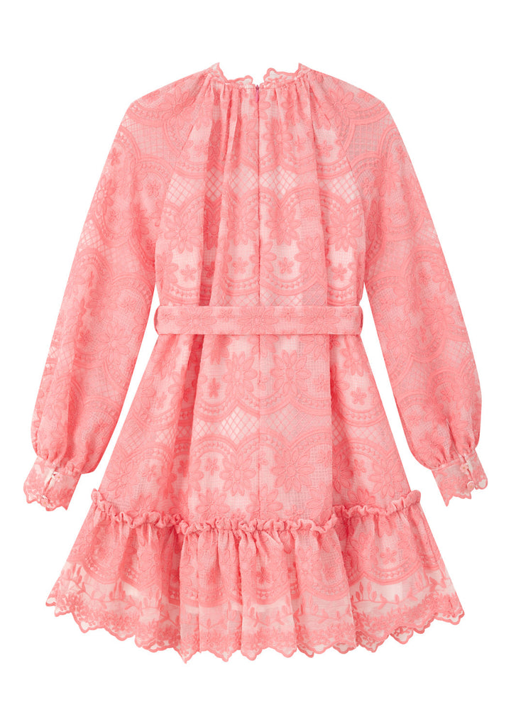 MARLO NIÑA VESTIDO KAIA LACE EMBROIDERED MINI PEACH
