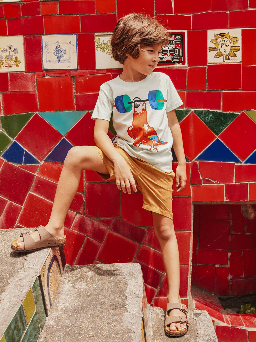 TEA COLLECTION NIÑO TSHIRT PARROT STRENGTH GRAPHIC GARDEN PARTY