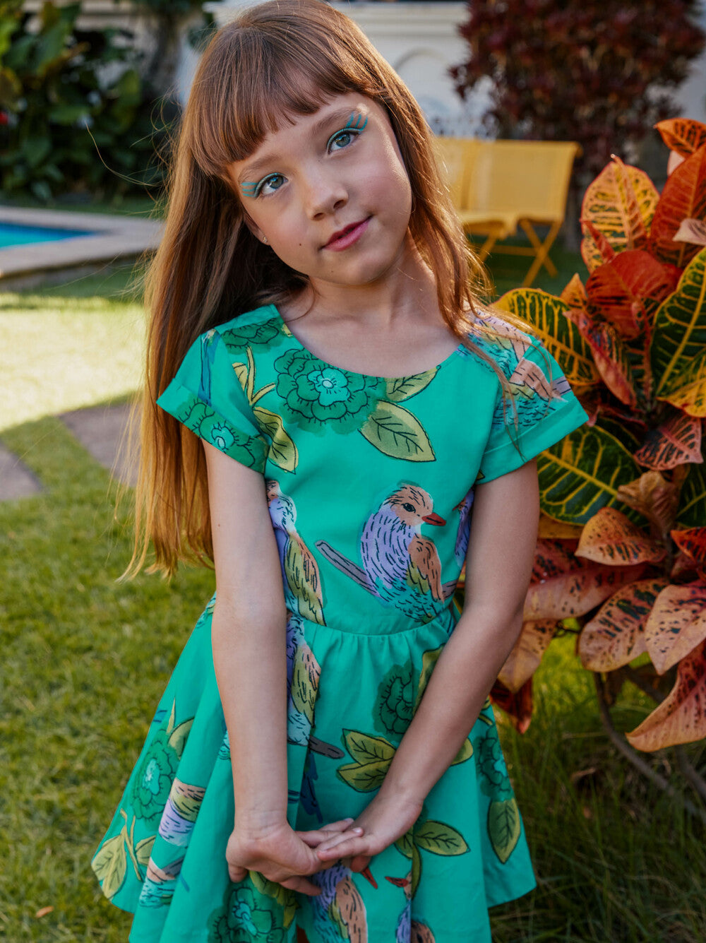 TEA COLLECTION NIÑA VESTIDO BUTTON BACK SKIRTED LILAC BREASTED ROLLER