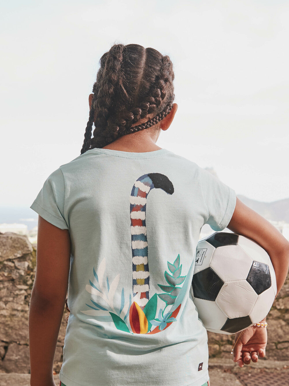 TEA COLLECTION NIÑA TSHIRT COATI DOUBLE-SIDED GRAPHIC CANAL BLUE