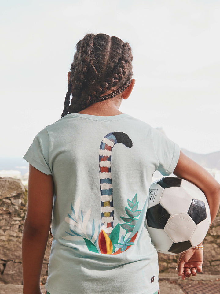 TEA COLLECTION NIÑA TSHIRT COATI DOUBLE-SIDED GRAPHIC CANAL BLUE