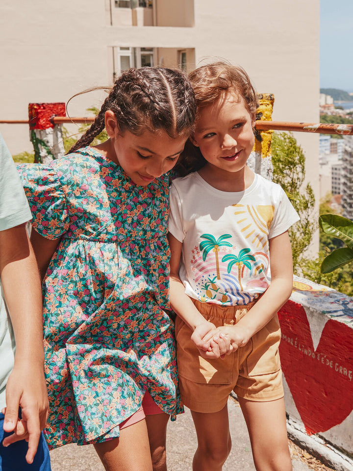 TEA COLLECTION NIÑA TSHIRT BRAZIL BEACH GRAPHIC CHALK