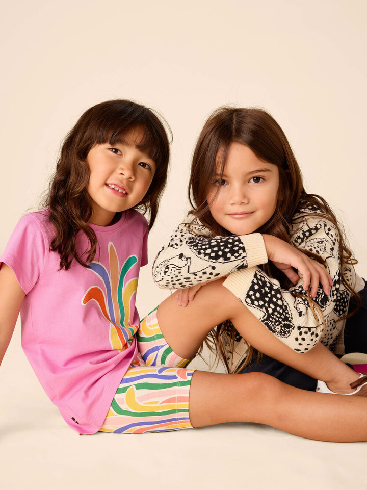 TEA COLLECTION NIÑA SHORT PRINTED BIKE RAINBOW PINEAPPLE STRIPE