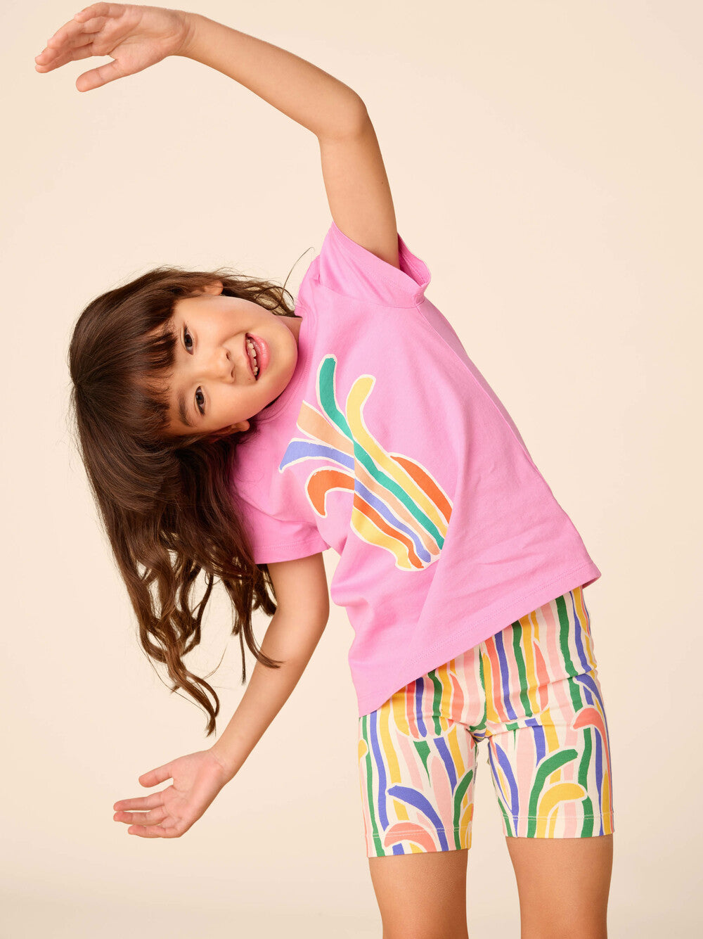 TEA COLLECTION NIÑA TSHIRT RAINBOW PINEAPPLE GRAPHIC PERENNIAL PINK