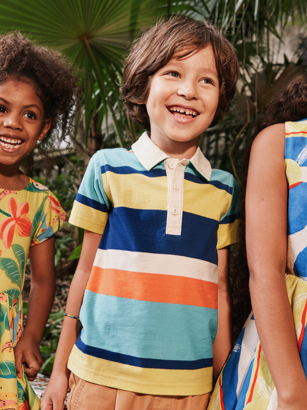 TEA COLLECTION NIÑO POLO STRIPED TOP PATINA