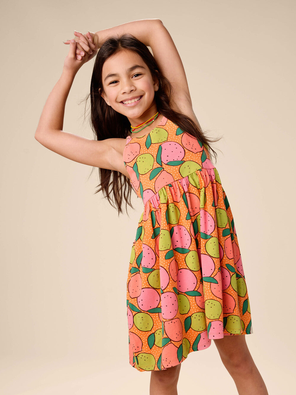 TEA COLLECTION NIÑA VESTIDO RACERBACK TWIRL DOTTY CITRUS