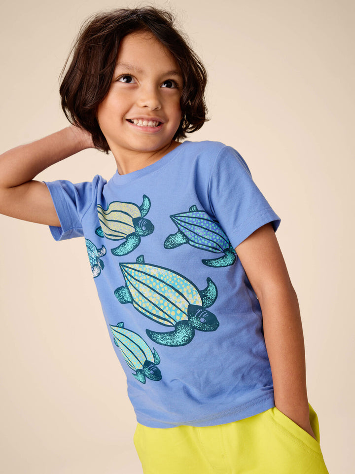 TEA COLLECTION NIÑO TSHIRT LEATHERBACK TURTLES BLUE YARROW