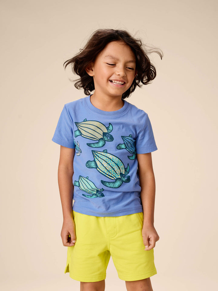 TEA COLLECTION NIÑO TSHIRT LEATHERBACK TURTLES BLUE YARROW