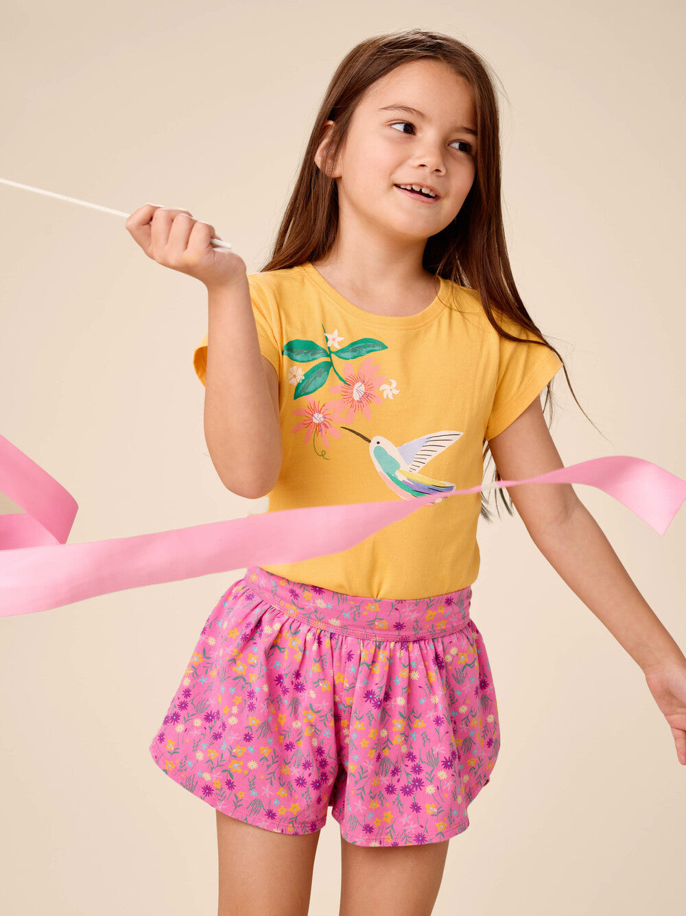 TEA COLLECTION NIÑA TSHIRT RAINBOW HUMMINGBIRD JESSAMINE