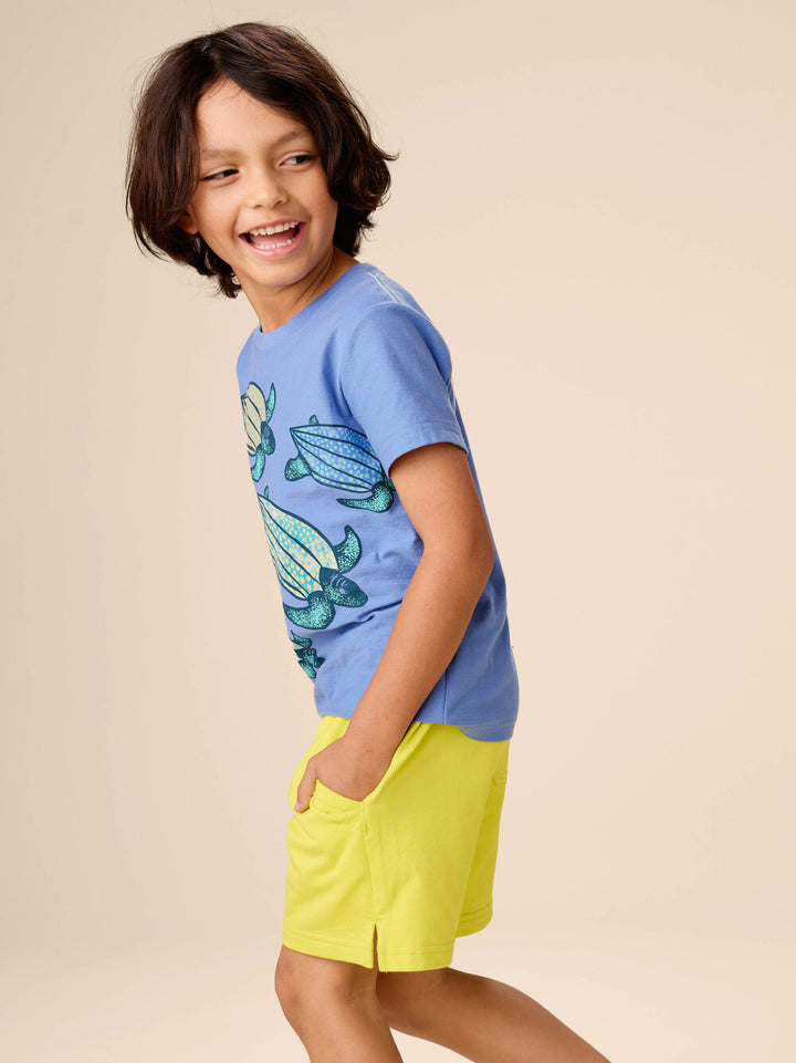 TEA COLLECTION NIÑO SHORT KNIT HIGHLIGHTER