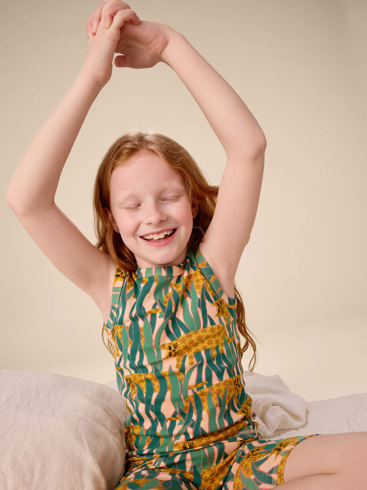 TEA COLLECTION NIÑA PIJAMA SUMMER NIGHTS TANK SNEAKY JUNGLE CAT
