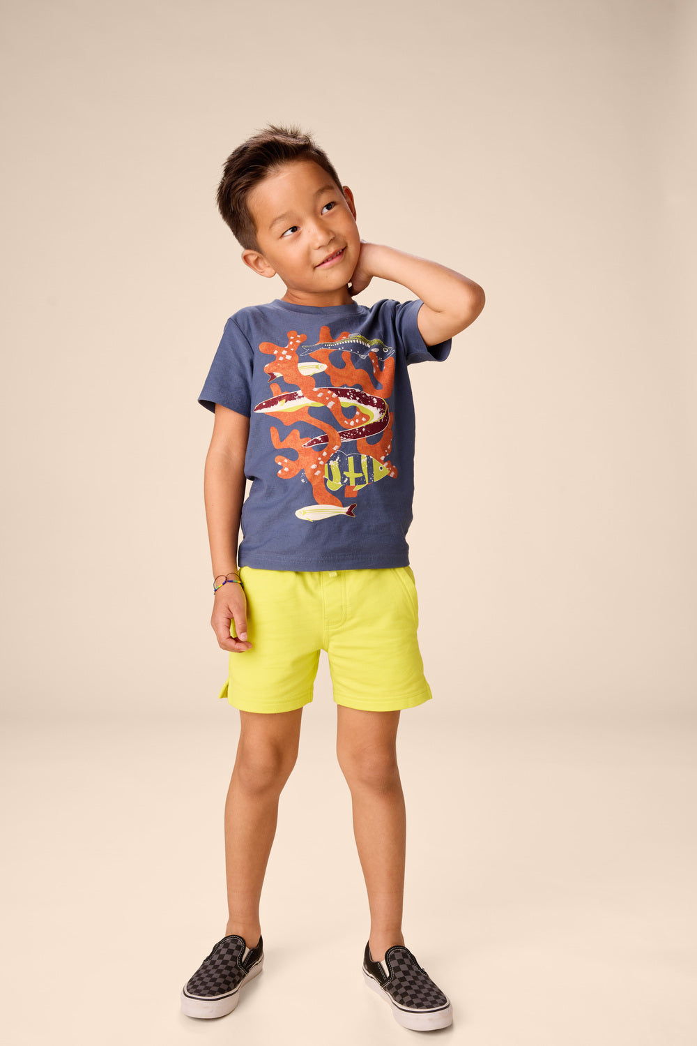 TEA COLLECTION NIÑO SHORT KNIT HIGHLIGHTER