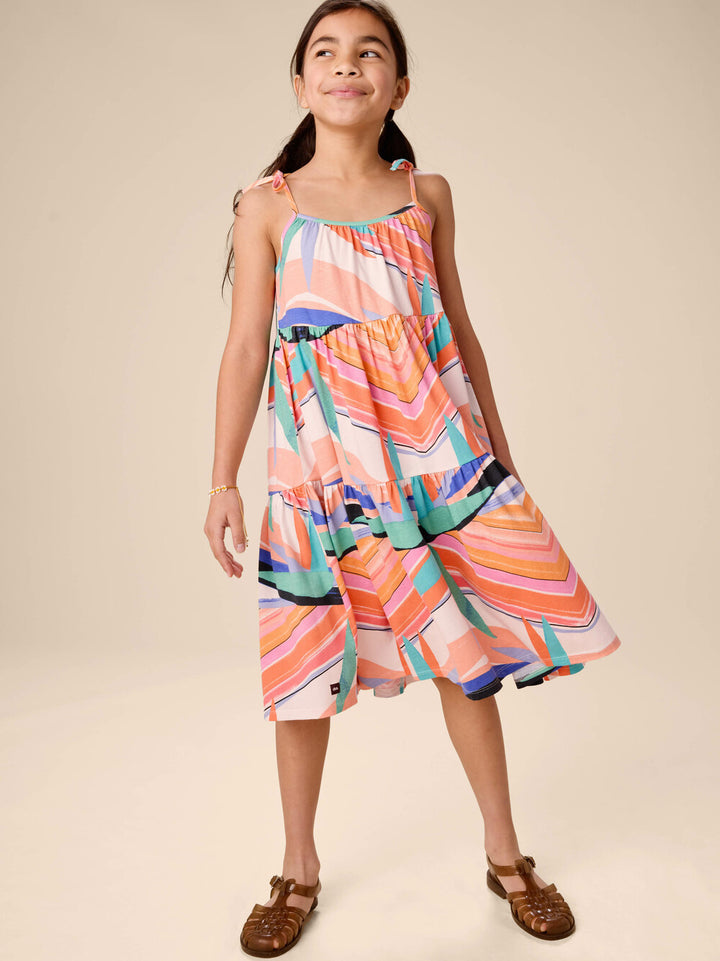 TEA COLLECTION NIÑA VESTIDO TIE SHOULDER BIRD OF PARADISE STRIPE