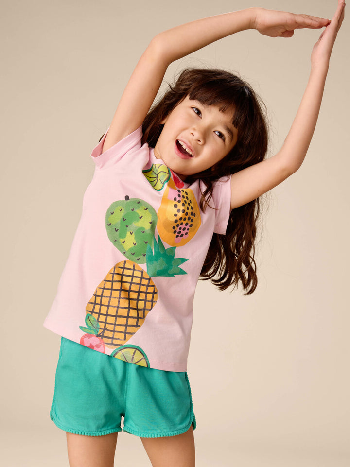 TEA COLLECTION NIÑA TSHIRT STACKED FRUIT PINK LADY