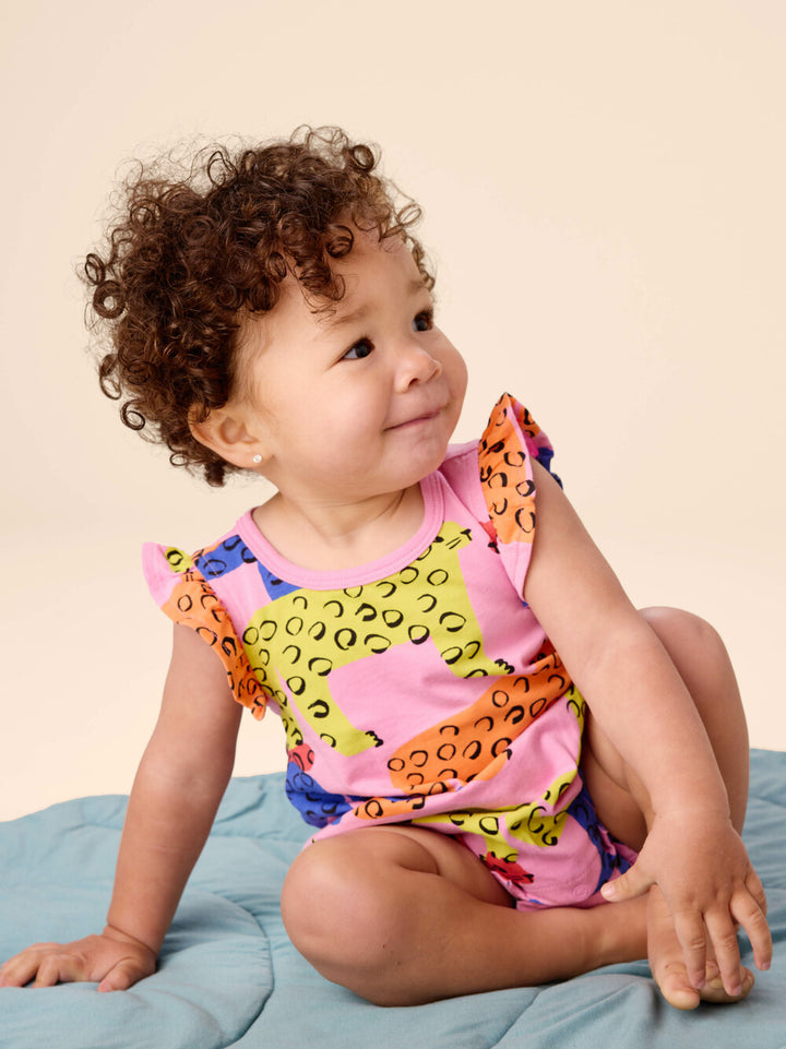 TEA COLLECTION BEBE NIÑA ROMPER FLUTTER BRIGHT JAGUARS