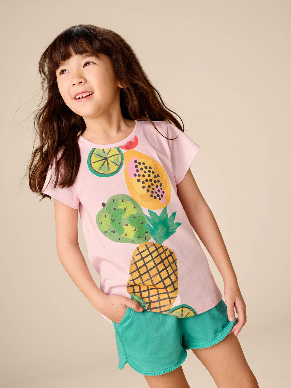 TEA COLLECTION NIÑA TSHIRT STACKED FRUIT PINK LADY