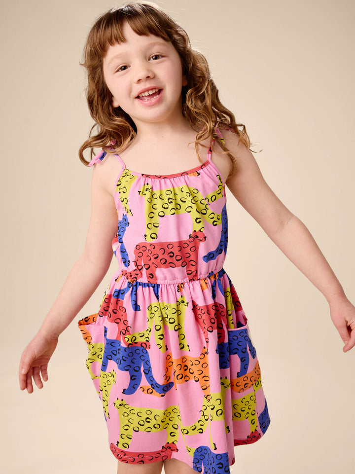 TEA COLLECTION NIÑA VESTIDO TIE SHOULDER TWIRL BRIGHT JAGUARS