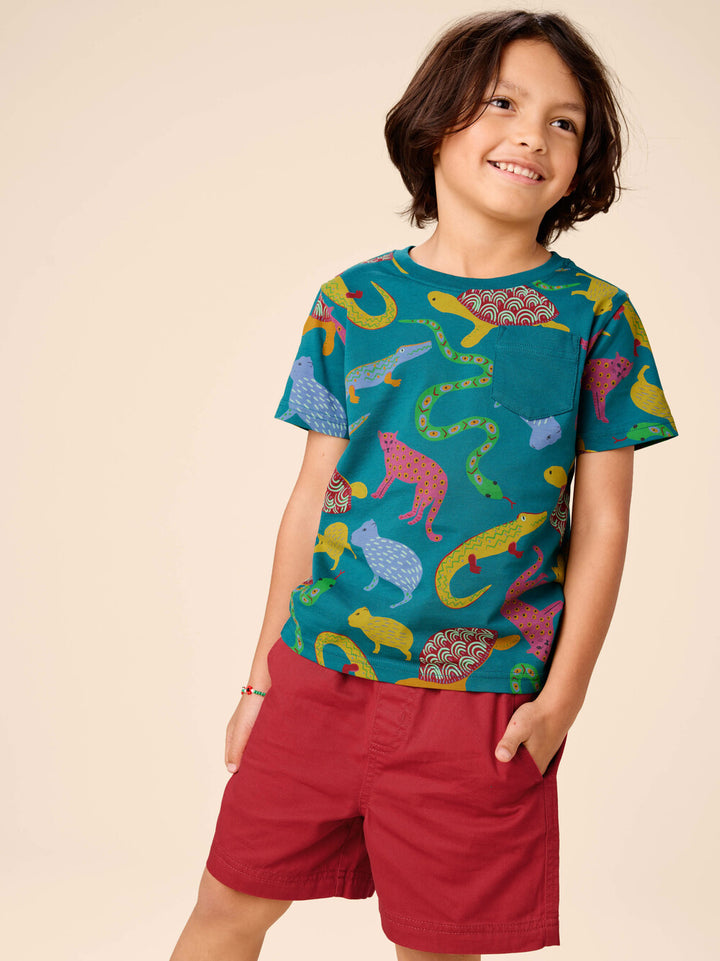 TEA COLLECTION NIÑO SHORT TWILL SPORT POMEGRANATE