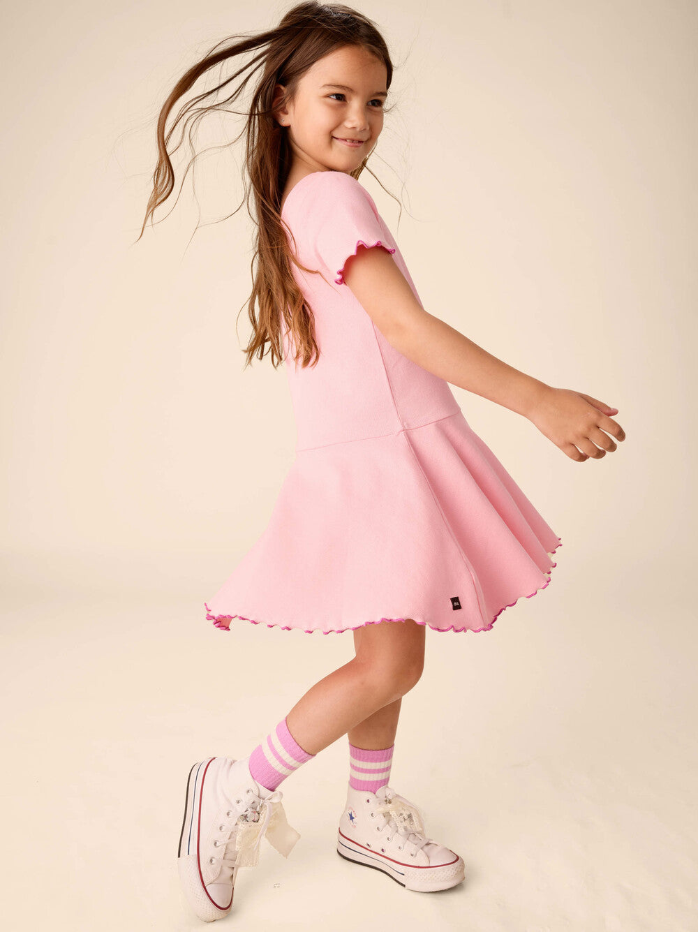 TEA COLLECTION NIÑA VESTIDO RUFFLE SKATER RIBBED