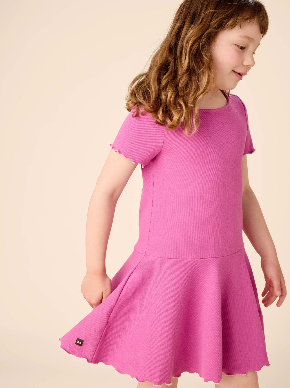 TEA COLLECTION NIÑA VESTIDO RUFFLE SKATER RIBBED