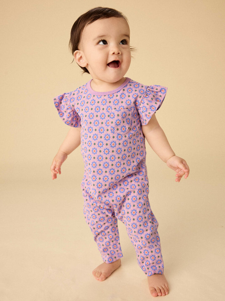 TEA COLLECTION BEBE NIÑO ROMPER RUFFLE SLEEVE KOREAN TILES