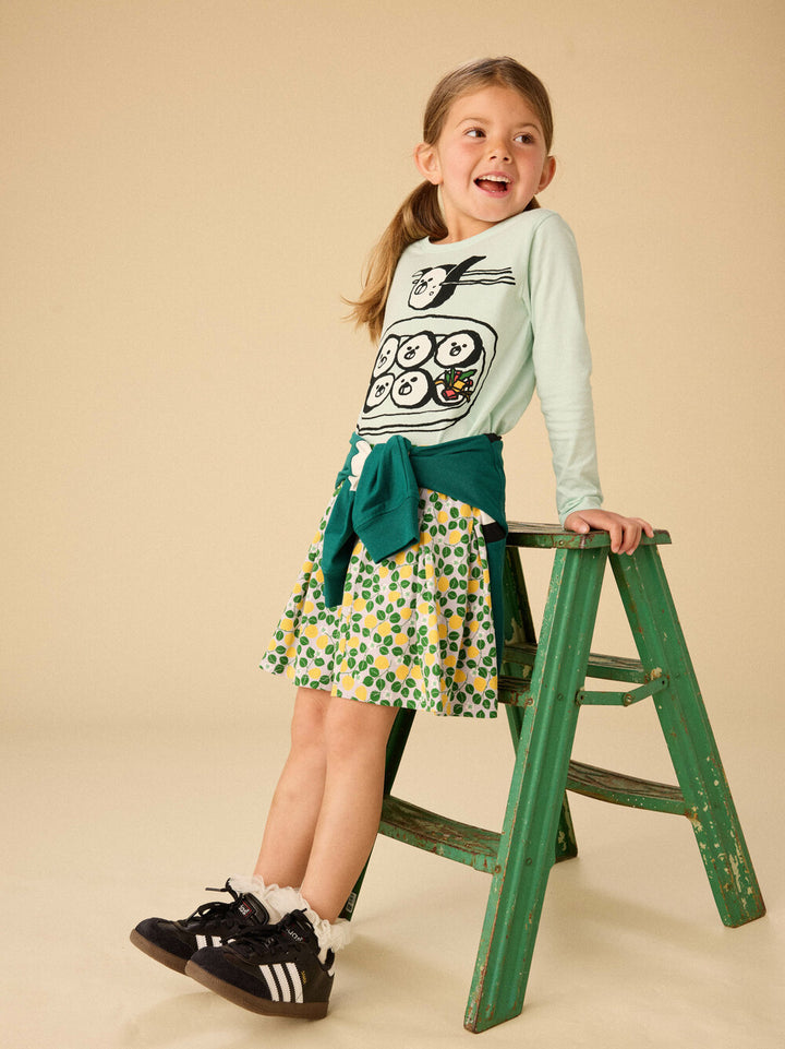 TEA COLLECTION NIÑA FALDA PLEATED JERSEY ASIAN PEAR & BLOSSOMS