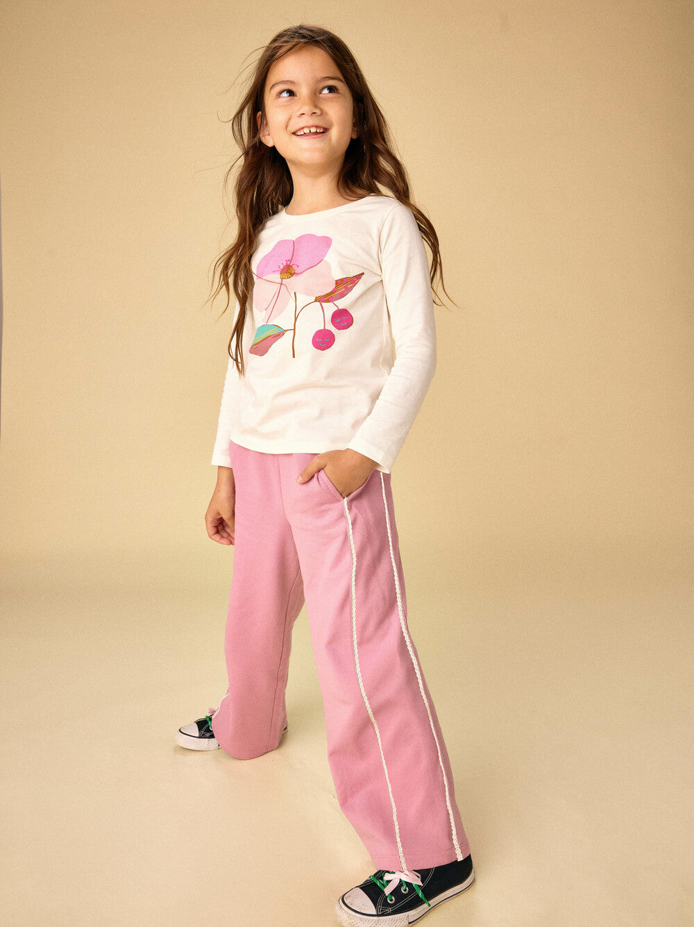 TEA COLLECTION NIÑA TSHIRT CHERRY BLOSSOM GRAPHIC CHALK