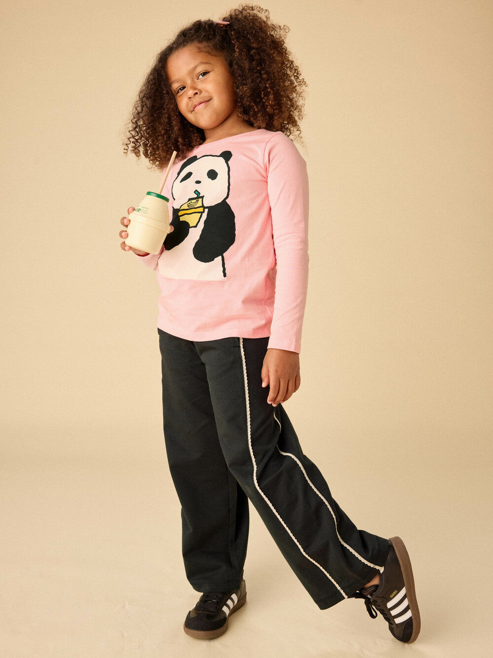 TEA COLLECTION NIÑA PANTALON LACE TRIM TRACK JET BLACK