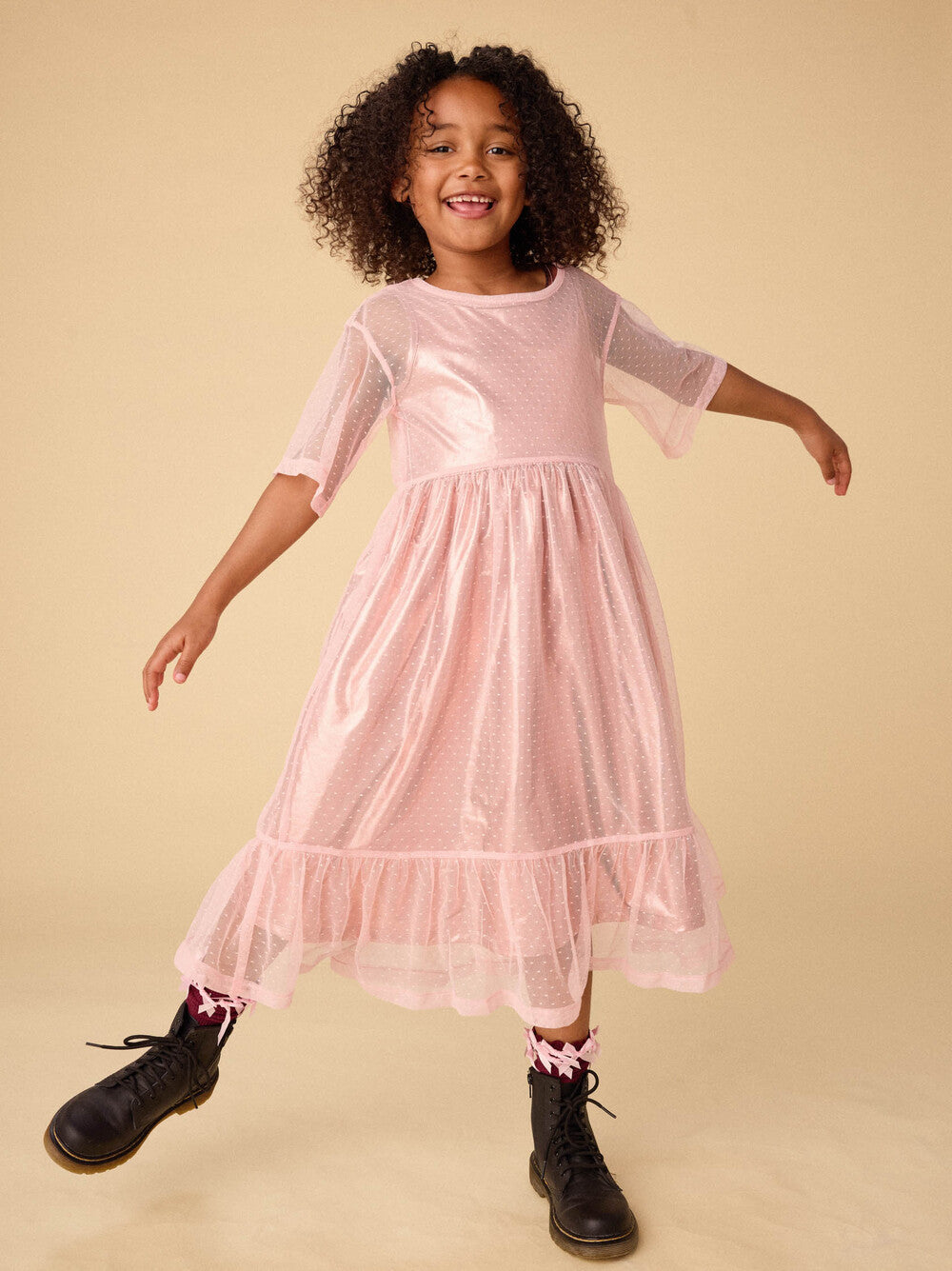 Tea Collection Vestido Layered Tulle &amp; Foil Cherry Blossom para Niña