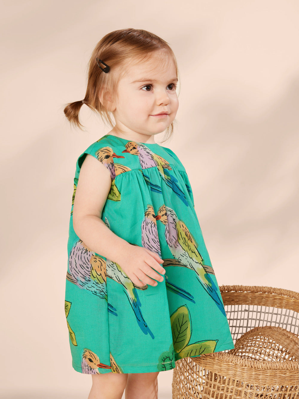 TEA COLLECTION BEBE NIÑA VESTIDO PRINTED EMPIRE LILAC BREASTED ROLLER