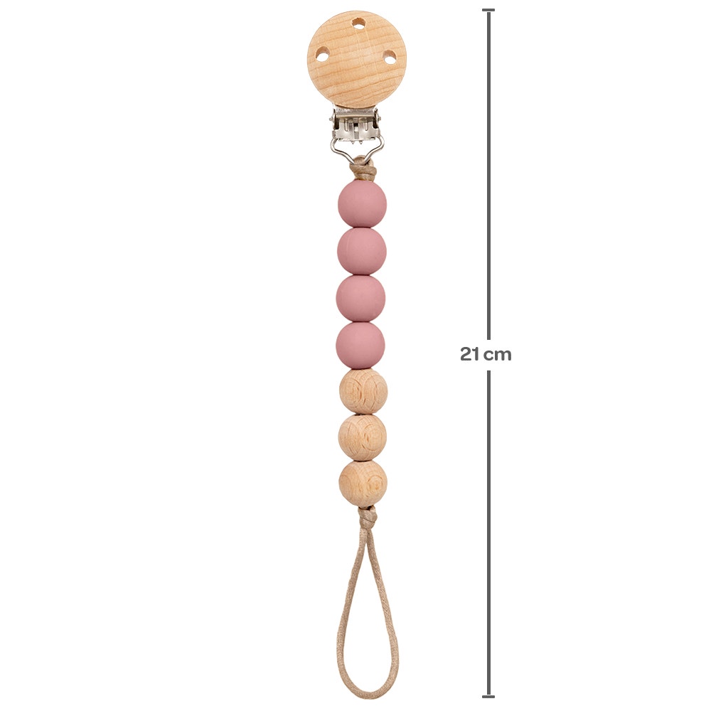 BUBA CLIP DE CHUPO DE SILICON Y BAMBU ROSA