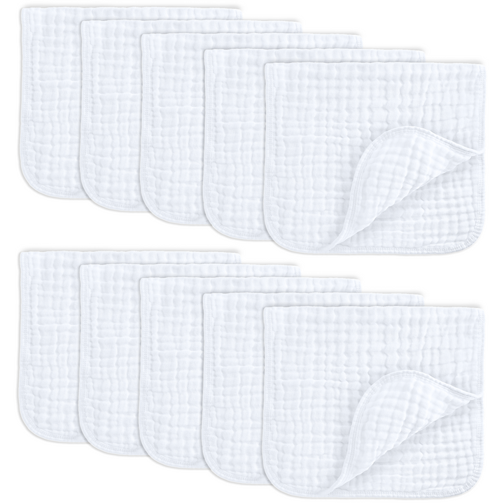 COMFY CUBS BEBE NIÑA SACAGASES MUSLIN WHITE 10PK