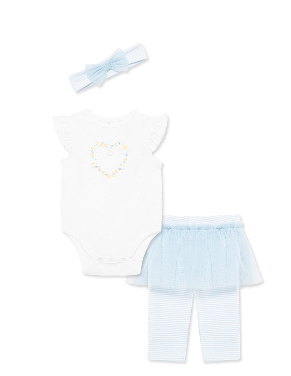 LITTLE ME BEBE NIÑA CONJ. DE PANTALON SKEGGING DAISIES WHITE/BLUE