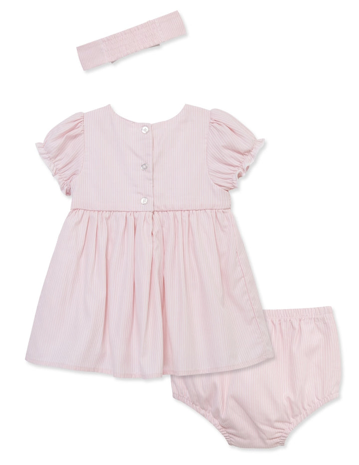 LITTLE ME BEBE NIÑA VESTIDO & HEADBAND SMOCKED PINK