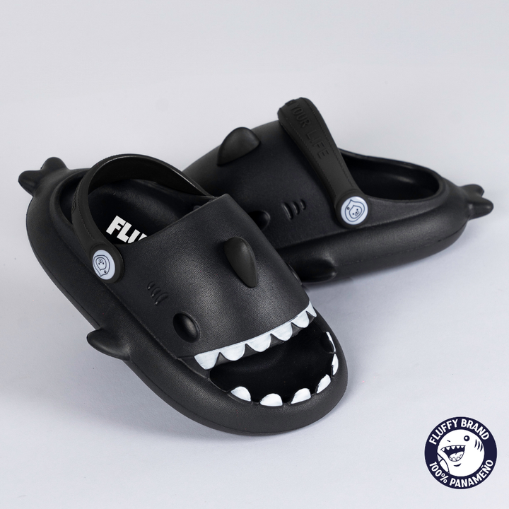 FLUFFY NIÑO CHANCLETA SHARK BABY BLACK